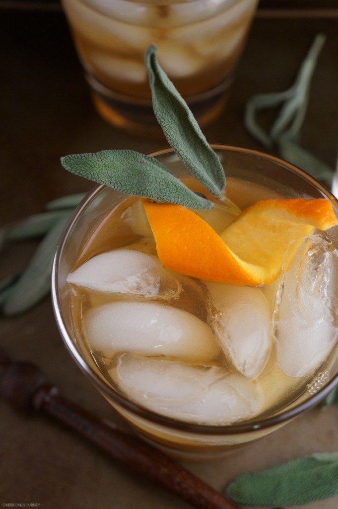 Honey sage bourbon cocktail